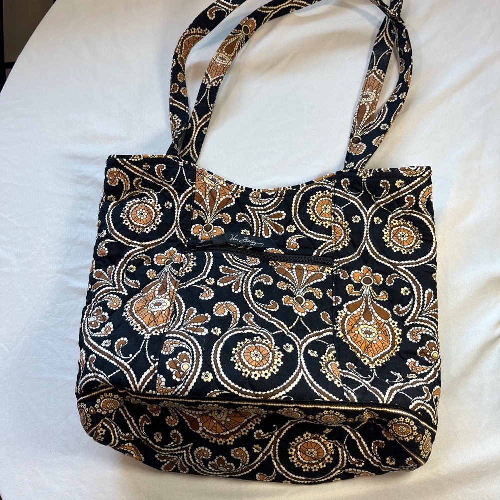 Elegant Black and Gold Tote Bag with Structured Design paisley whimsical boho